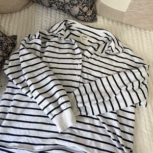 Aerie White and Navy Striped Shirt